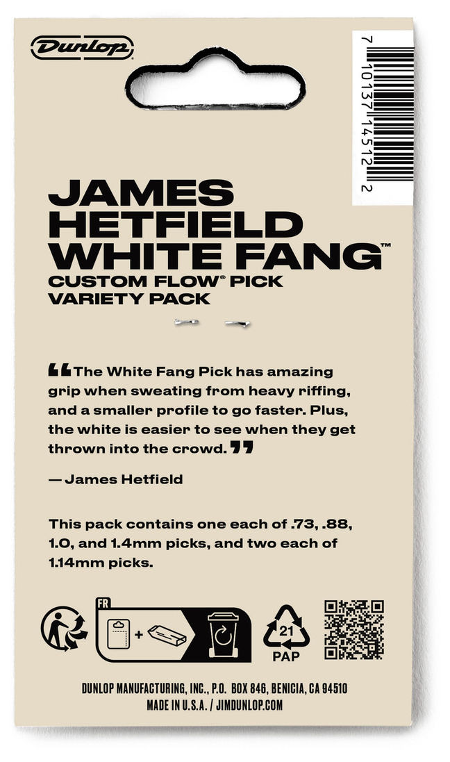 Galerijní obrázek č.2 Ostatní  DUNLOP PVPPH122 HETFIELD'S WHITE FANG CUSTOM FLOW PICK VARIETY PACK - 6 ks