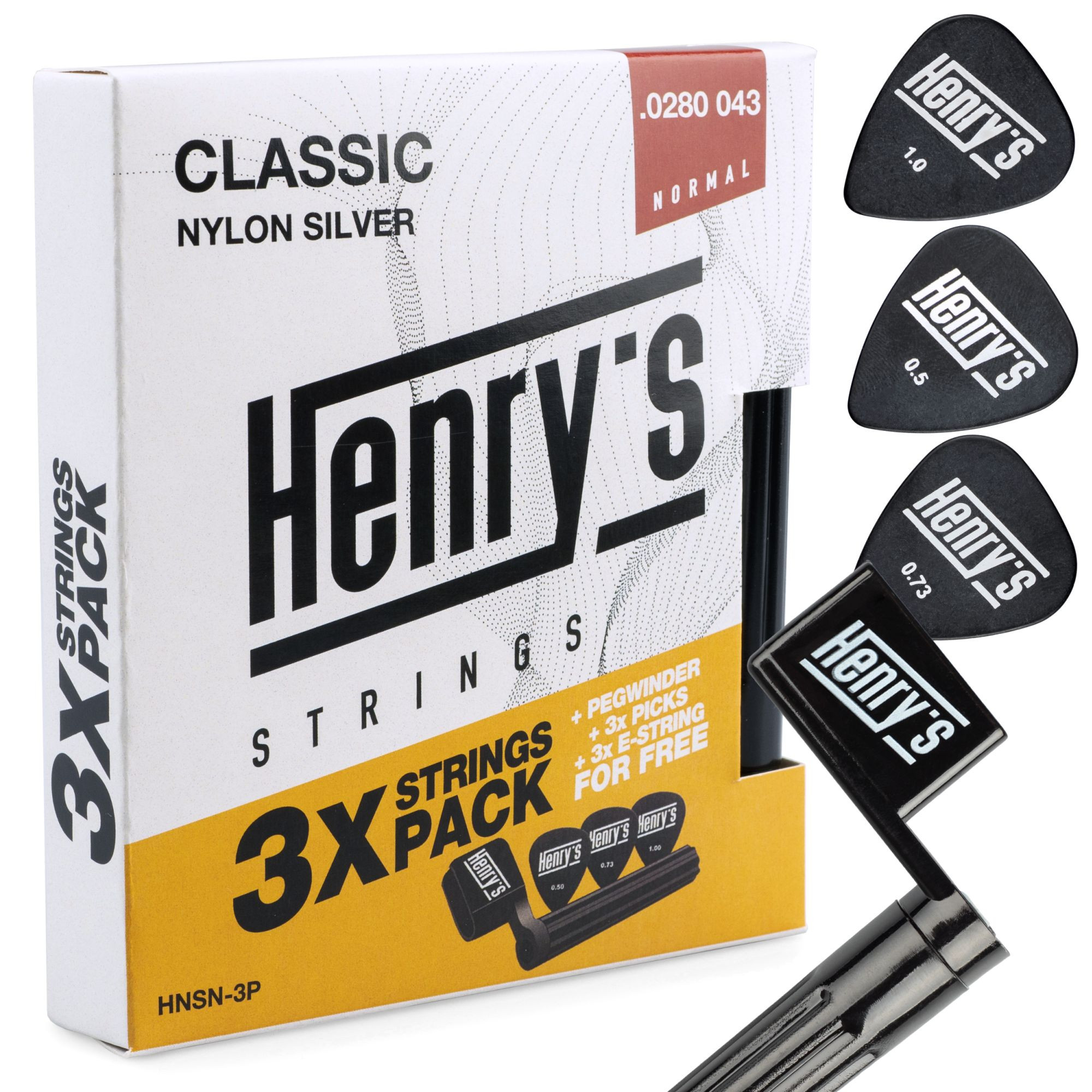 Galerijní obrázek č.1 Normal tension HENRY’S HNSN-3P Nylon Silver 0280 043, 3pack set