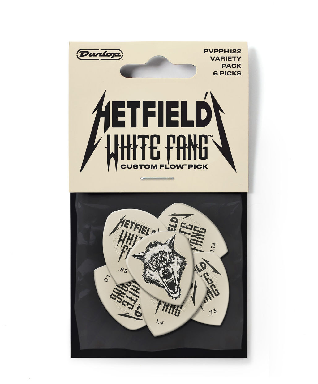 Galerijní obrázek č.1 Ostatní  DUNLOP PVPPH122 HETFIELD'S WHITE FANG CUSTOM FLOW PICK VARIETY PACK - 6 ks