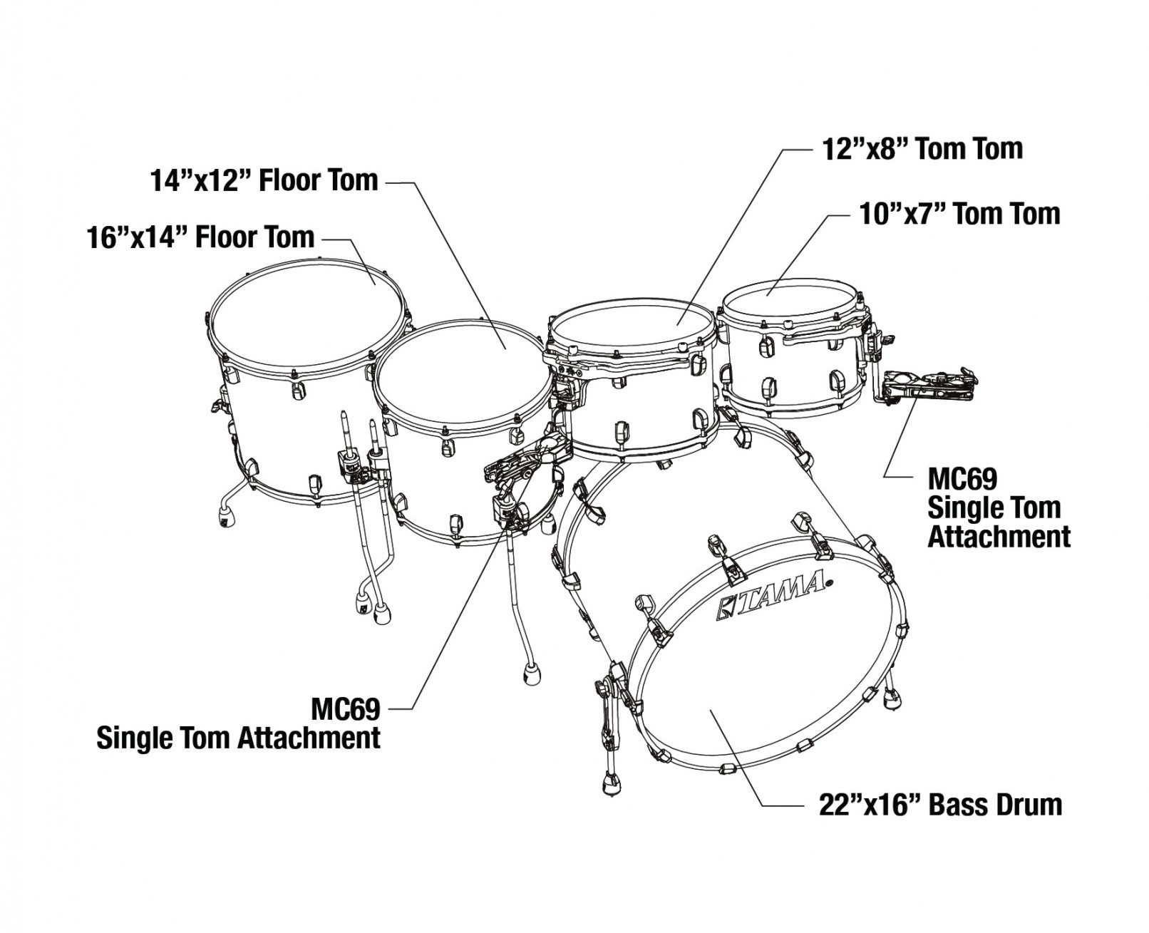 Galerijní obrázek č.7 Jiné konfigurace TAMA WBS52RZS-MBI Starclassic Walnut/Birch - Molten Blue Ice Fade