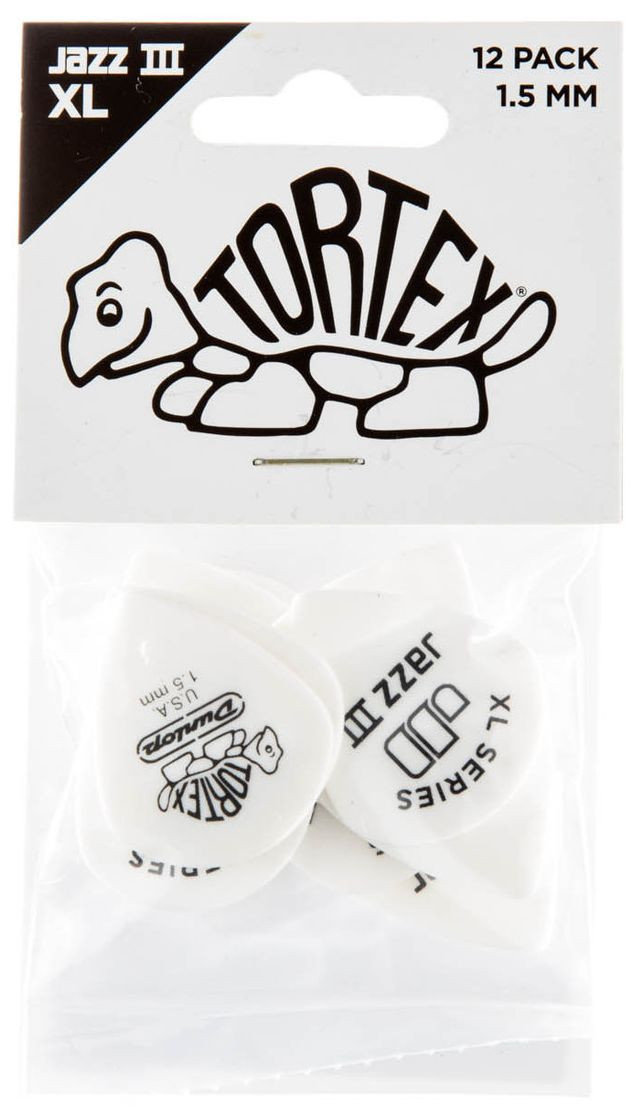 Galerijní obrázek č.2 Tvrdost do 2.0 DUNLOP Tortex Jazz III XL Pick 1,50mm - 12ks