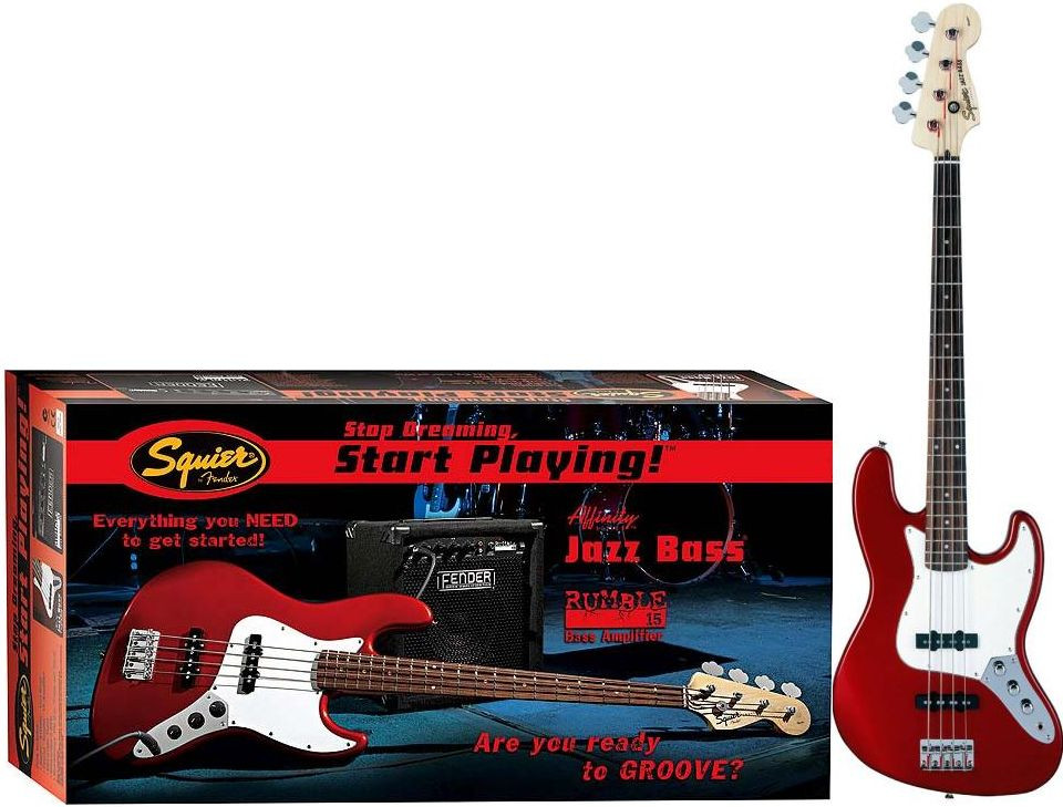 Hlavní obrázek Baskytarové komplety FENDER SQUIER SDSP Set Affinity Jazz Bass / Rumble 15 Metallic Red Rosewood