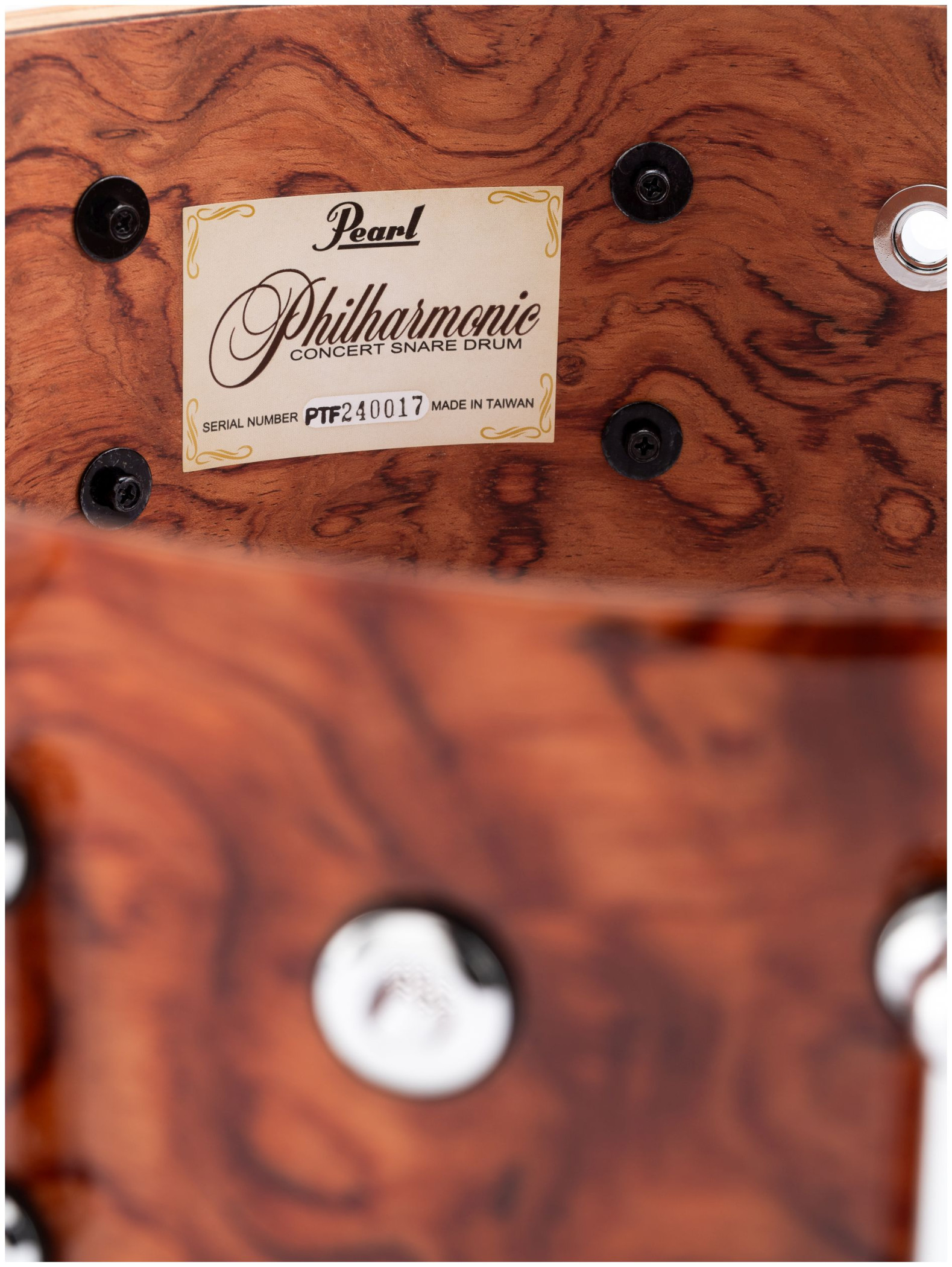 Galerijní obrázek č.12 14" PEARL PHTF1450 Philharmonic 14”x5” Bubinga/Maple/Bubinga - Natural Bubinga Gloss