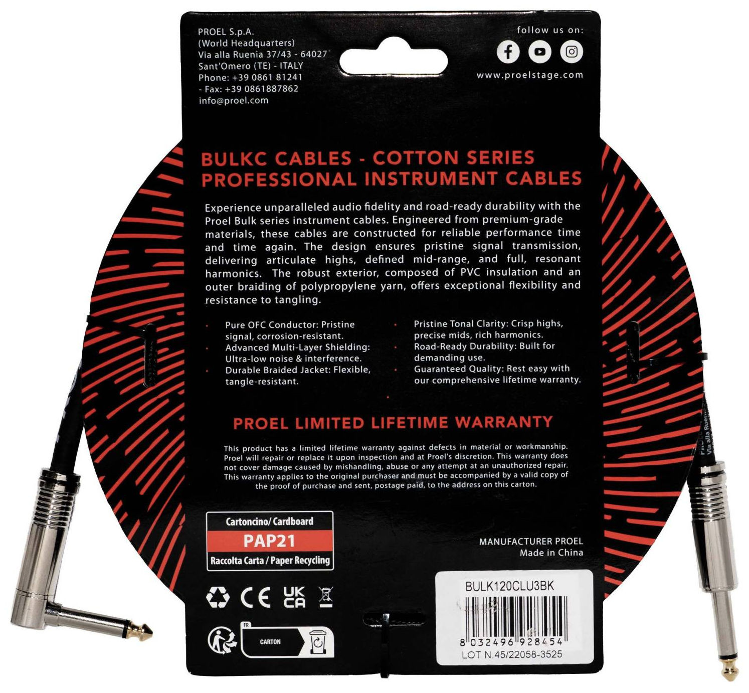 Galerijní obrázek č.1 1-4m PROEL BULK120CLU3BK