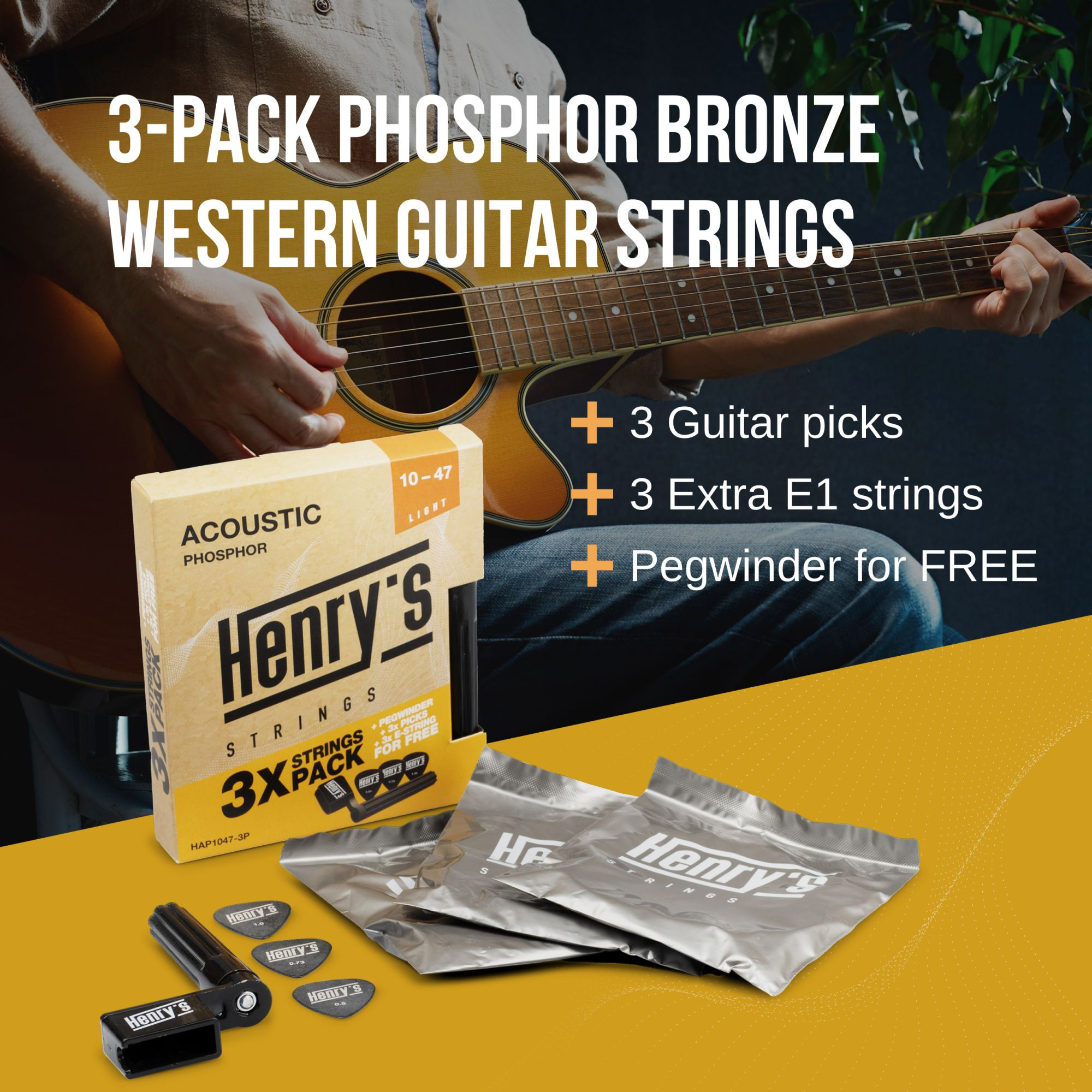 Galerijní obrázek č.2 Tvrdost .010 HENRY’S HAP1047-3P Phosphor 10 47, 3pack set