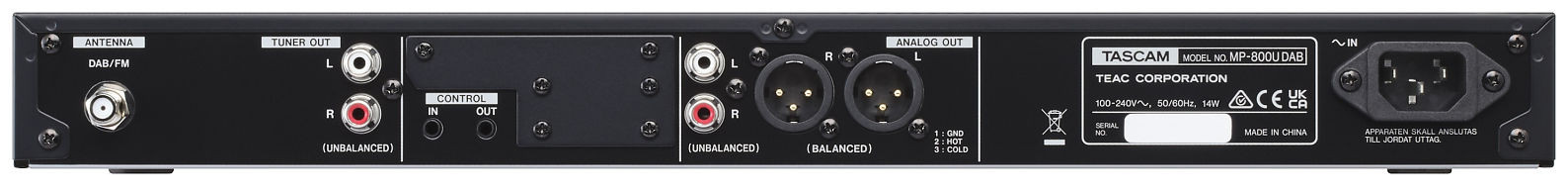 Galerijní obrázek č.2 Profesionální CD/DVD/USB/SD/MC přehrávače TASCAM MP-800U DAB
