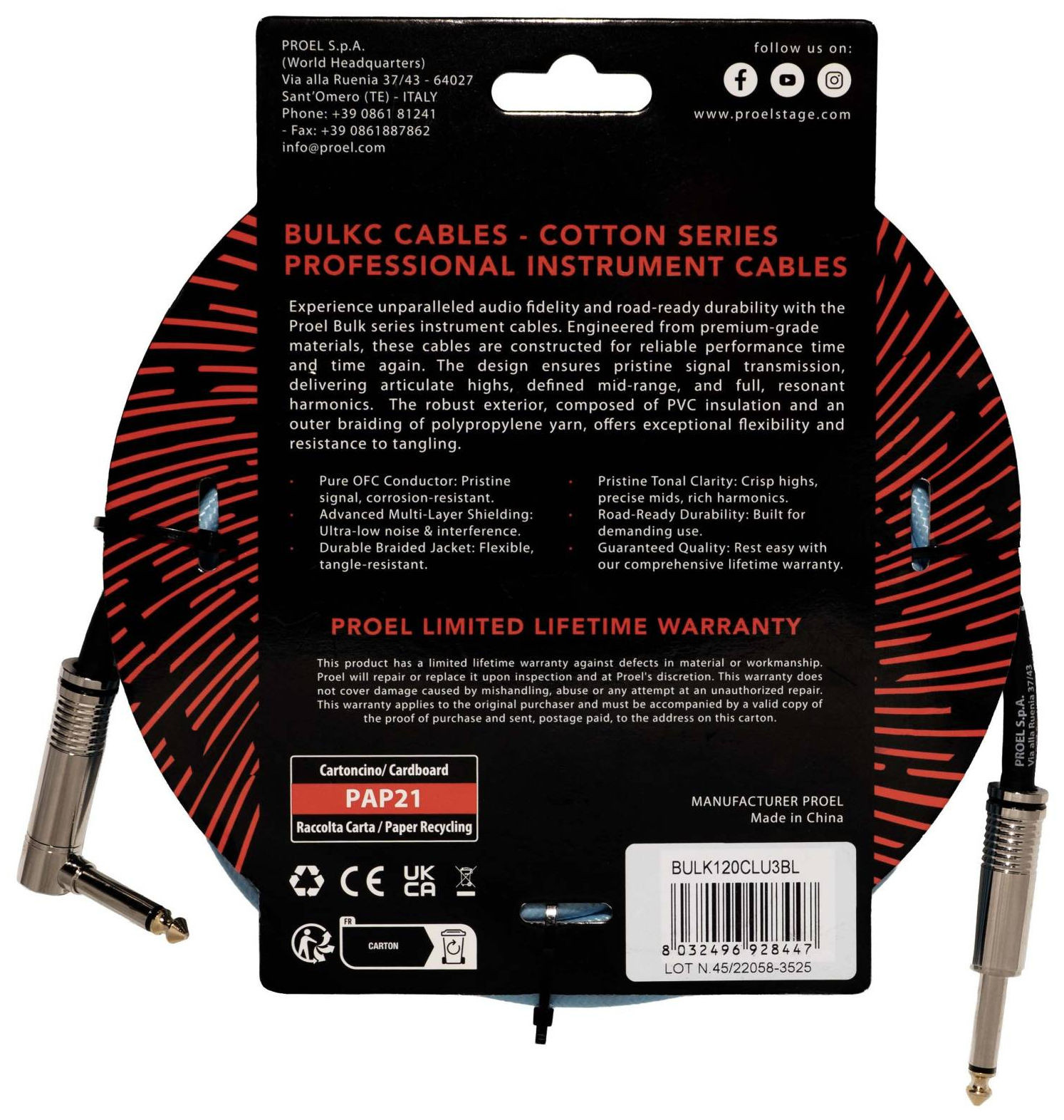 Galerijní obrázek č.1 1-4m PROEL BULK120CLU3BL