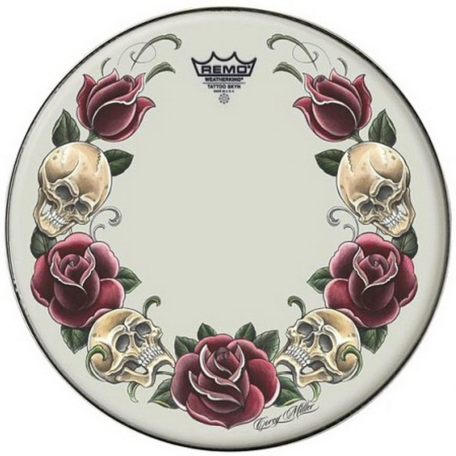 Hlavní obrázek 20" REMO Powerstroke Tattoo Skyn Bass 20" Rock and Roses White