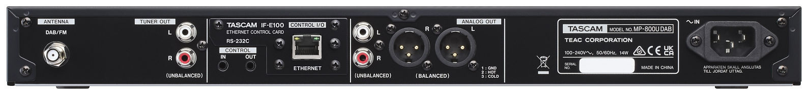 Galerijní obrázek č.3 Profesionální CD/DVD/USB/SD/MC přehrávače TASCAM MP-800U DAB
