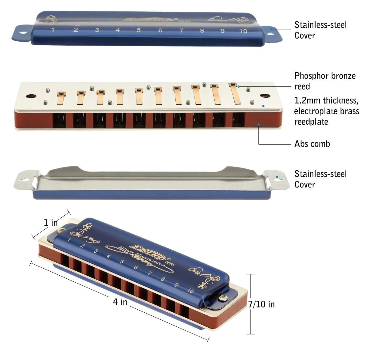 Galerijní obrázek č.1 Diatonické EAST TOP T008K Blue - F