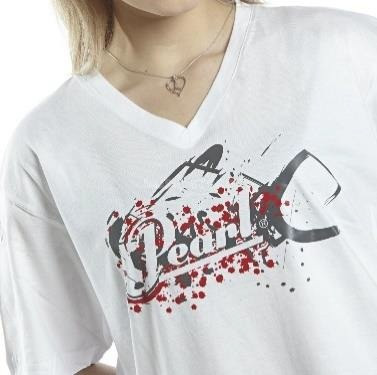 Galerijní obrázek č.1 Oblečení a dárkové předměty PEARL W1044 White V-Neck T-shirt Splatter Logo - velikost L Uni-Sex