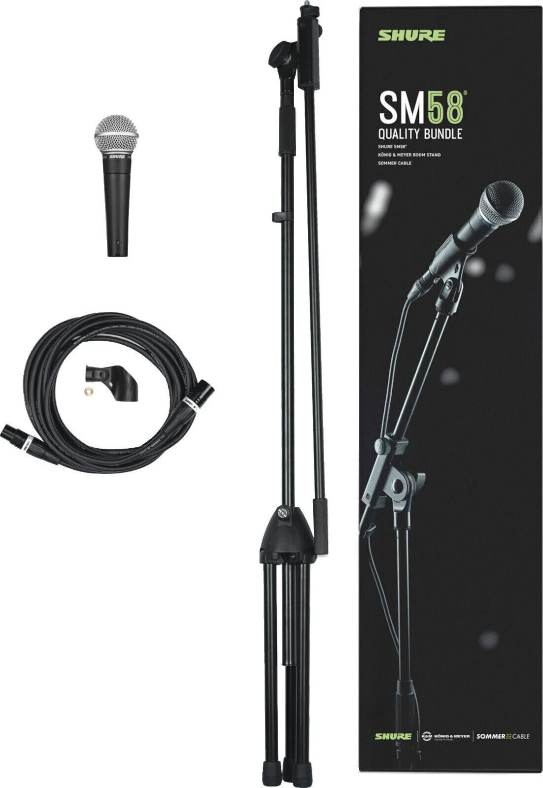Hlavní obrázek Dynamické pódiové vokální mikrofony SHURE HOT SET, SM58-LCE, K&M MicStand, 6m Sommer XLR cable