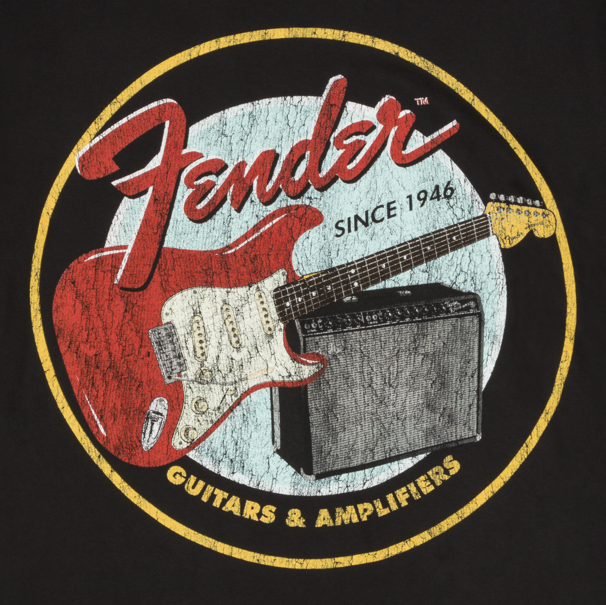 Galerijní obrázek č.1 Oblečení a dárkové předměty FENDER 1946 Guitars & Amplifiers T-Shirt, Vintage Black, S