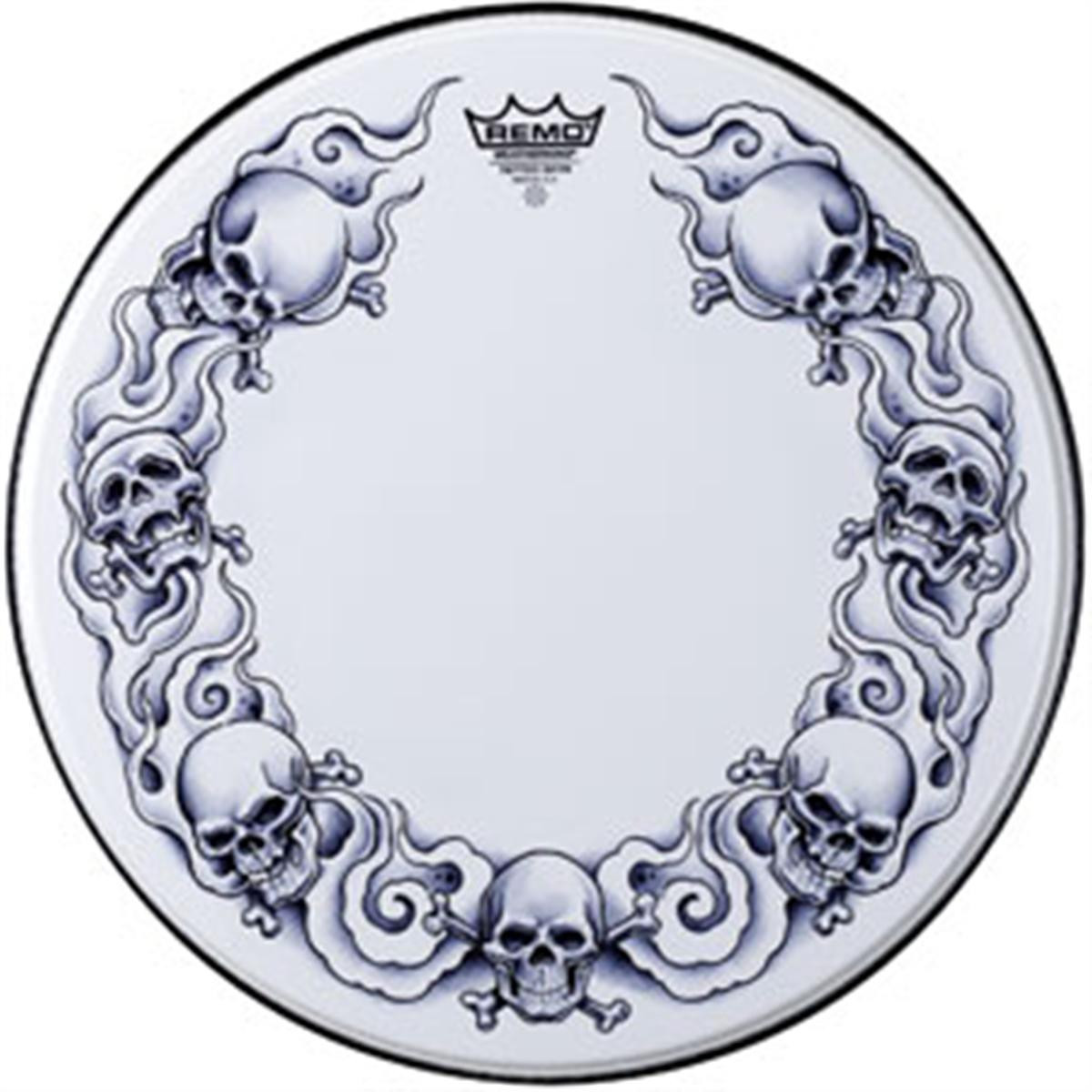 Hlavní obrázek 22" REMO Powerstroke Tattoo Skyn Bass 22" Skulls White