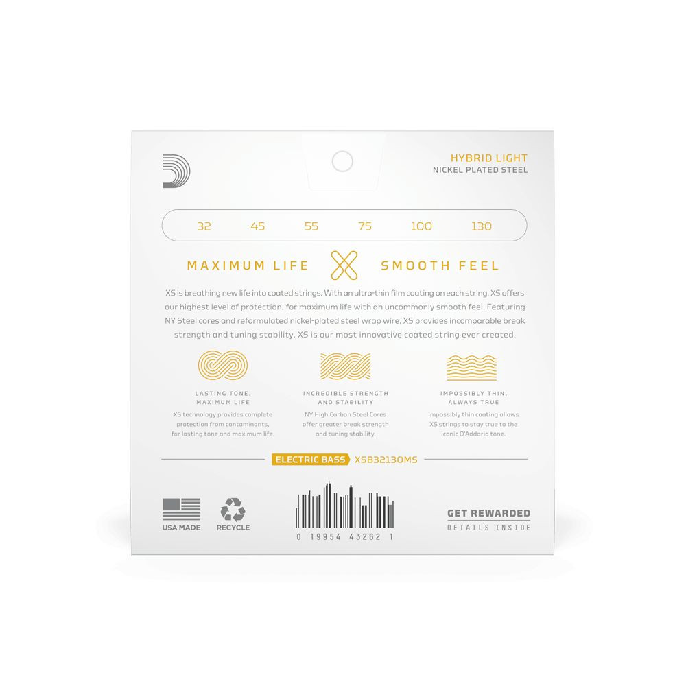 Galerijní obrázek č.1 Vícestrunné a ostatní sady pro baskytaru D'ADDARIO XSB32130MS Hybrid Light 6-String, Multiscale, XS Nickel 32-130