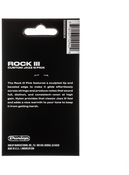 Hlavní obrázek Tvrdost do 2.0 DUNLOP Rock III Nylon Custom Jazz III Pick 1.38 mm 24 ks