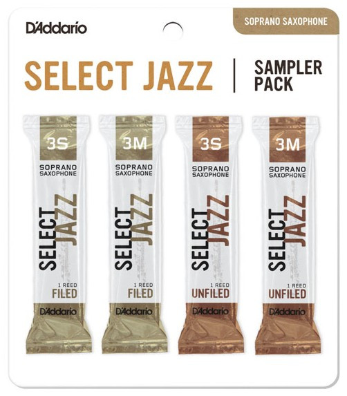 E-shop Rico DSJ-I3S Select Jazz Reed Sampler Pack - Soprano Saxophone 3S/3M - 4-Pack