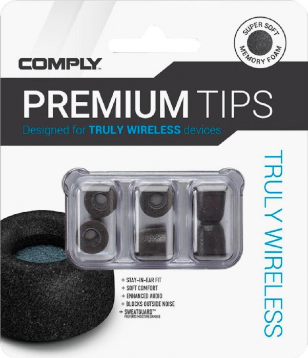 Hlavní obrázek Náhradní náušníky pro sluchátka COMPLY Truly Wireless Pro Black Standard 3 Pair