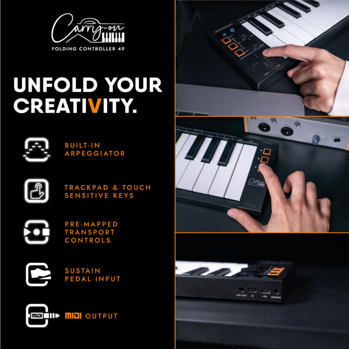 Hlavní obrázek MIDI keyboardy CARRY-ON Folding Controller 49 - Black