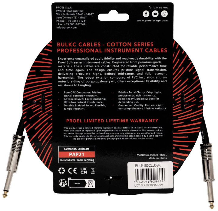 Hlavní obrázek 1-4m PROEL BULK100CLU3BK
