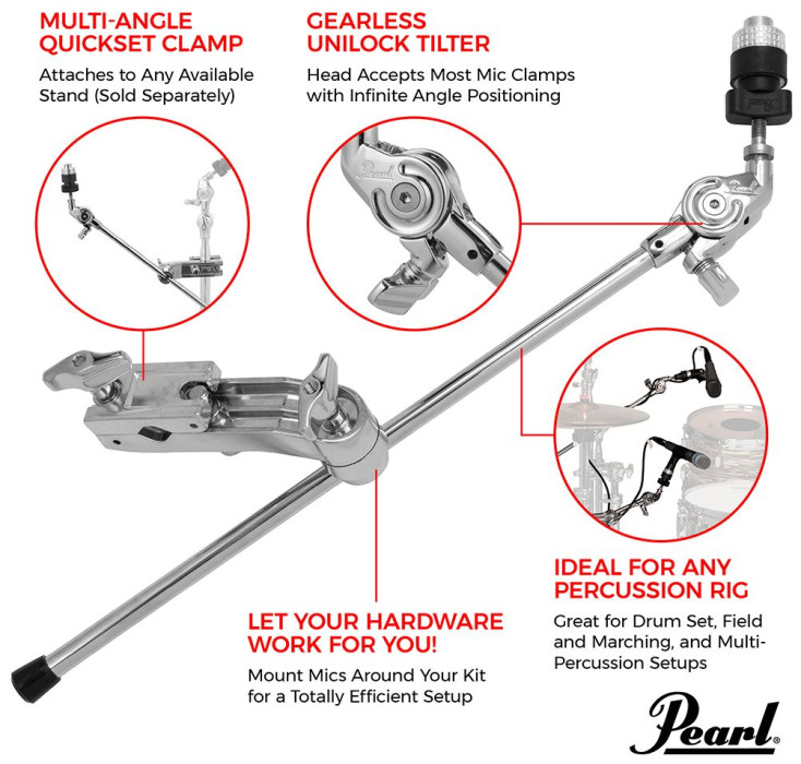 Hlavní obrázek Mikrofonní držáky na bicí PEARL MH-70A Uni-Lock Boom Microphone Holder w/Mount