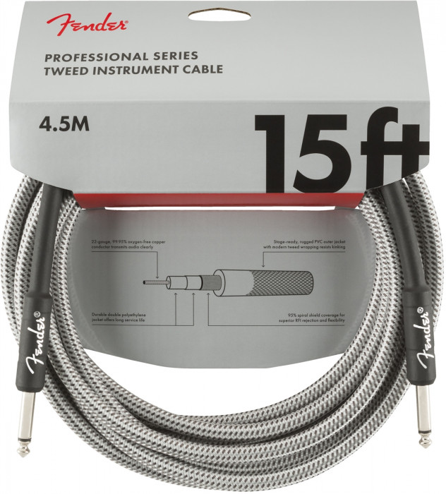 Hlavní obrázek 1-4m FENDER Professional Series 15 Instrument Cable White Tweed