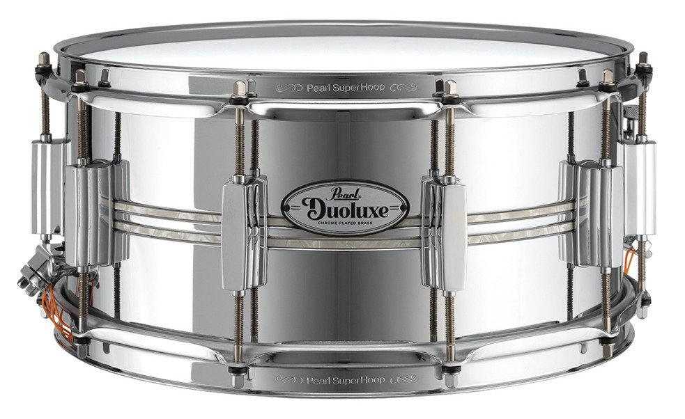 E-shop Pearl DUX1465BR/405 Duoluxe 14”x6,5” - Jupiter Alloy Chrome/Brass / Nicotine White Marine Pearl Inlays