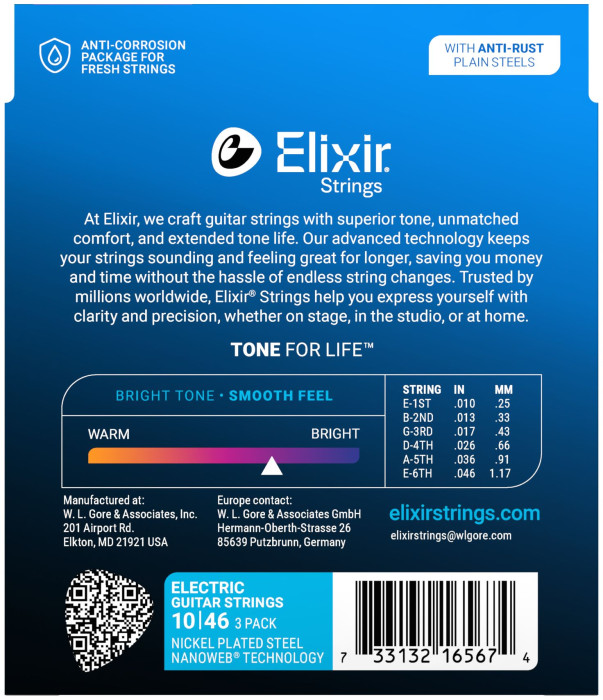 Hlavní obrázek Tvrdost .010 ELIXIR 16567 Nanoweb Light (10-46 ) 3-pack