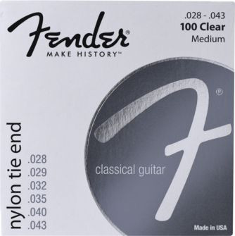 Hlavní obrázek Normal tension FENDER Nylon Acoustic 100 Clear/Silver Tie End - .028 - .043