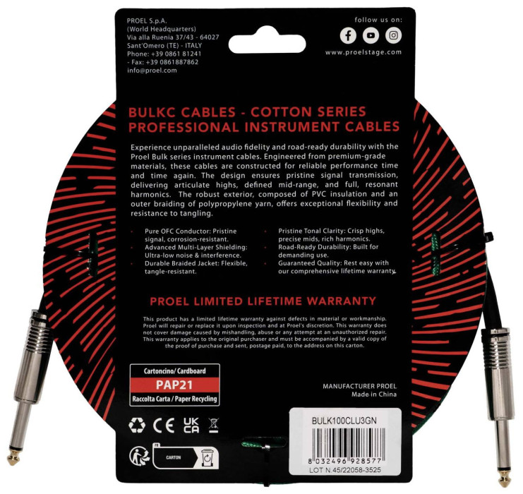 Hlavní obrázek 1-4m PROEL BULK100CLU3GN