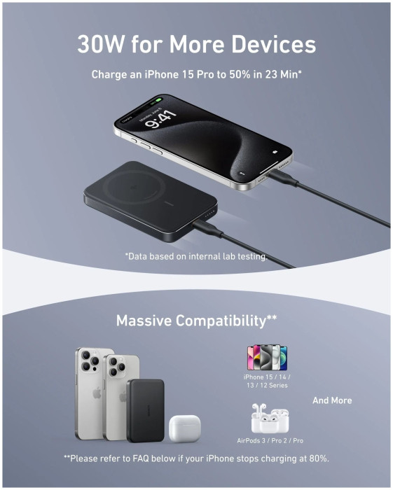 Hlavní obrázek Powerbanky a nabíječky ANKER MagGo Power Bank (10K, Magnetic Wireless) - Black