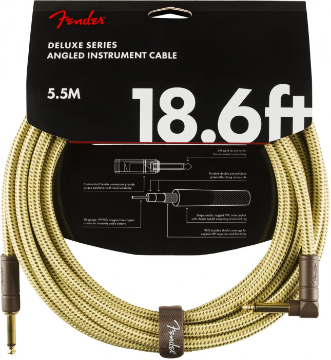 E-shop Fender Deluxe Series 18,6 Instrument Cable Tweed Angled