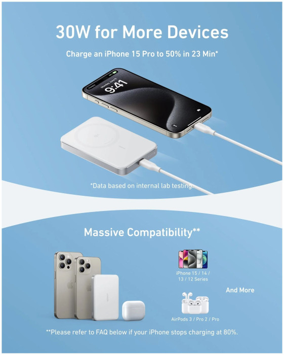 Hlavní obrázek Powerbanky a nabíječky ANKER MagGo Power Bank (10K, Magnetic Wireless) - White