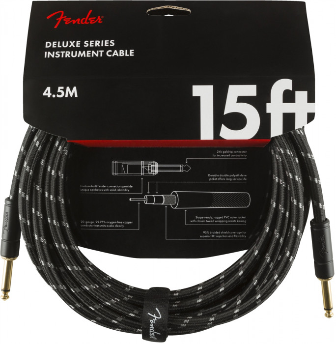 Hlavní obrázek 1-4m FENDER Deluxe Series 15 Instrument Cable Black Tweed