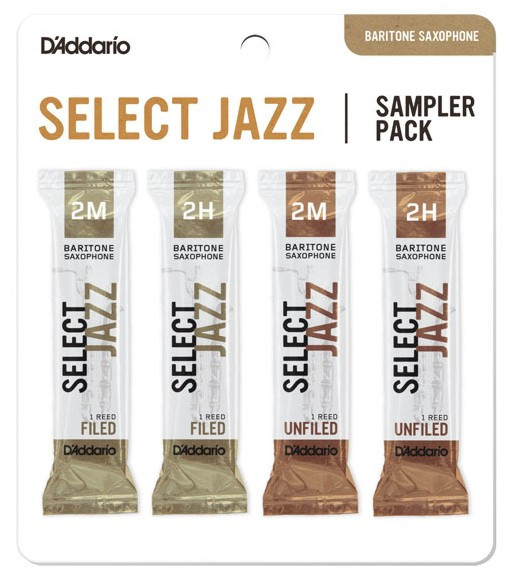 E-shop Rico DSJ-L2M Select Jazz Reed Sampler Pack - Baritone Saxophone 2M/2H - 4-Pack