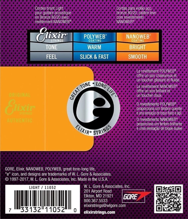 Hlavní obrázek Tvrdost .012 ELIXIR 80/20 Bronze NANOWEB .012 - .053 - 3 pack