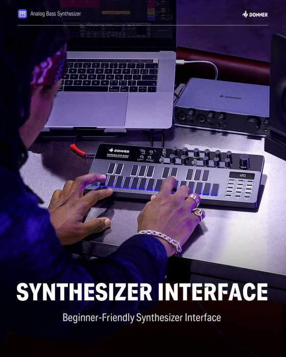 Hlavní obrázek Syntezátory, varhany, virtuální nástroje DONNER B1 Analog Bass Synthesizer & Sequencer