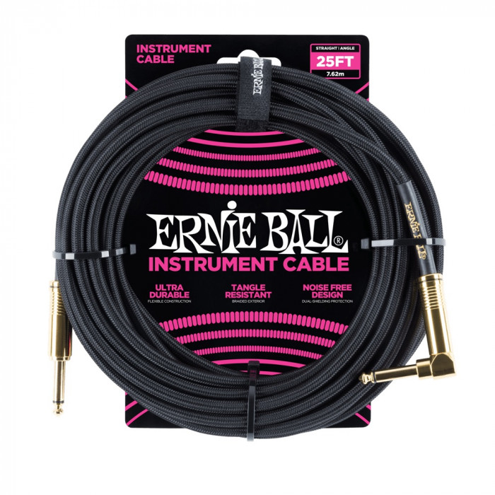 Hlavní obrázek 5-8m ERNIE BALL P06058 Braided Cable 25 SA Black