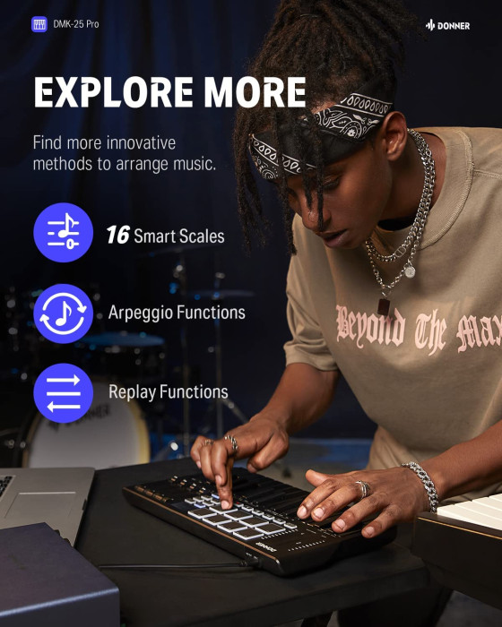 Hlavní obrázek MIDI keyboardy DONNER DMK-25 Pro