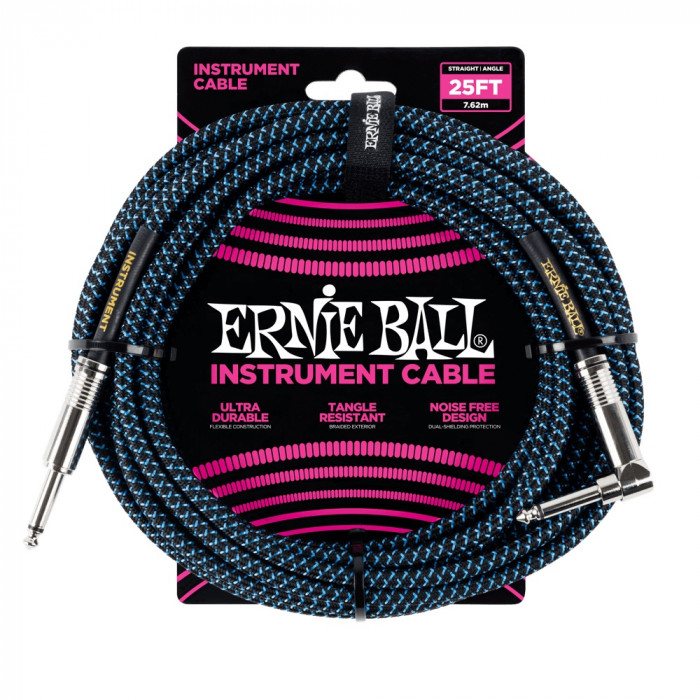 Hlavní obrázek 5-8m ERNIE BALL P06060 Braided Cable 25 SA Black Blue
