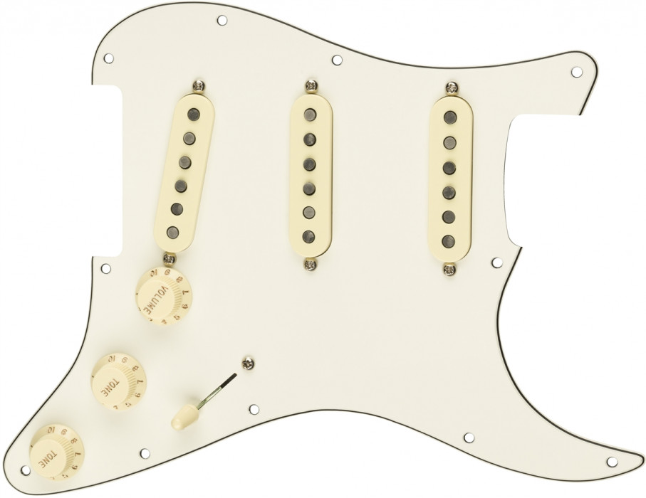 Levně Fender Pre-Wired Stratocaster Pickguard, Custom '69 SSS - White