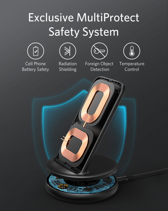 Hlavní obrázek Powerbanky a nabíječky ANKER PowerWave II Stand 15W EU Black+Gray