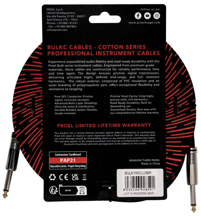 Hlavní obrázek 1-4m PROEL BULK100CLU3BR