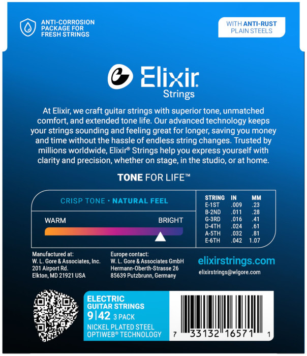 Hlavní obrázek Tvrdost .009 ELIXIR 16571 Optiweb Super Light (9-42) 3-pack