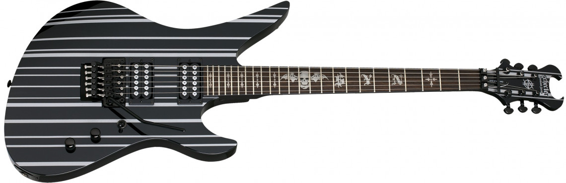 Levně Schecter Synyster Standard - Black with Silver Pin Stripes