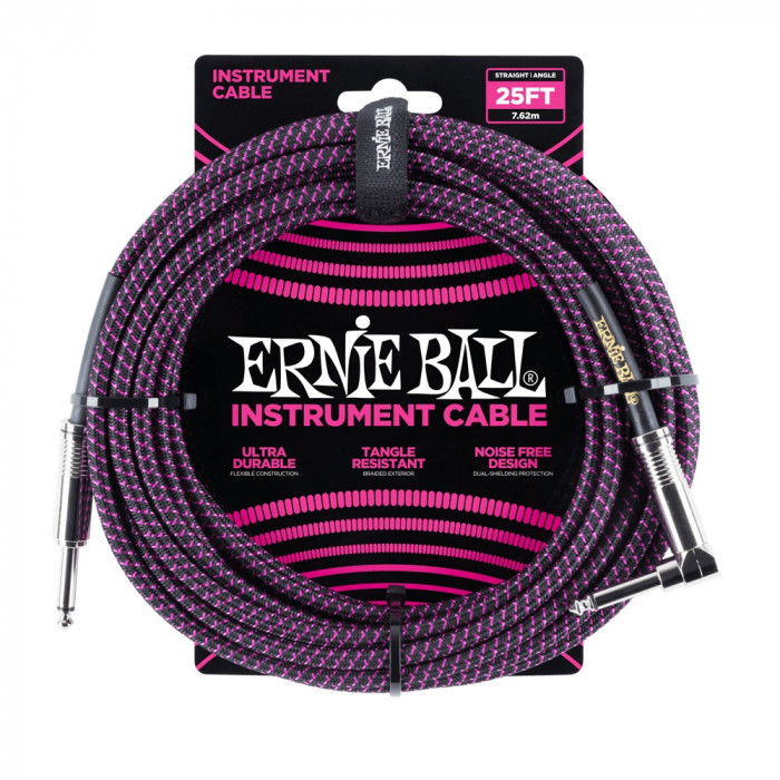 Hlavní obrázek 5-8m ERNIE BALL P06068 Braided Cable 25 SA Black Purple