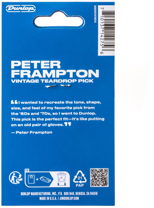 Hlavní obrázek Ostatní  DUNLOP Peter Frampton Vintage Jazz Teardrop Pick - 6 Pack