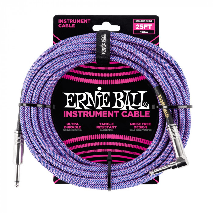 Hlavní obrázek 5-8m ERNIE BALL P06069 Braided Cable 25 SA Purple