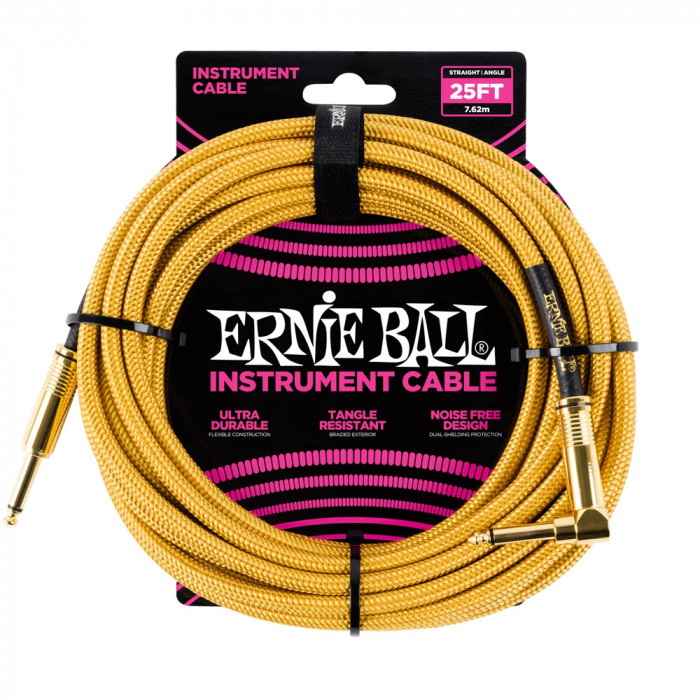 Hlavní obrázek 5-8m ERNIE BALL P06070 Braided Cable 25 SA Gold