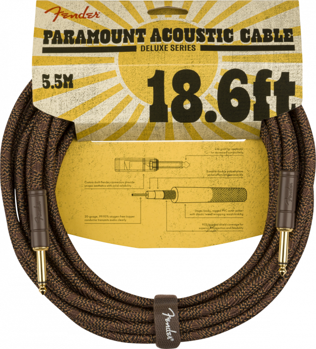 Hlavní obrázek 1-4m FENDER Paramount Acoustic Instrument Cable, Brown, 5,5m